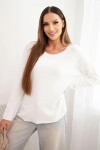 Dámský svetr z viskózy s dlouhým rukávem a kulatým výstřihem bílý UNI