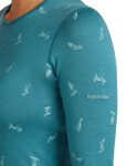 Dámské merino tričko s dlouhým rukávem ICEBREAKER Wmns 200 Oasis LS Crewe Ski Day, Topaz/Hydro/Aop velikost: XS
