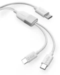 SBS Rozdělovací kabel 3x USB-C bílá / Kabel / 60 W / 1,5 m (TECABLETCC2IN1)