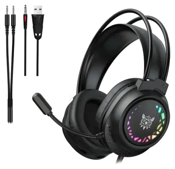 ONIKUMA X92 černá / Herní sluchátka / USB / jack 3,5 mm / RGB / mikrofon (X92 Black)