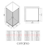 CERANO - Sprchový kout Antelo Duo L/P - 6 mm - černá matná, transparentní sklo - 80x80x190 - otočný CER-433275