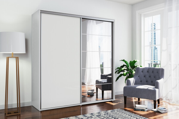 Šatní skříň Ska A21 XL Barva korpusu: Bílá, Rozměry: 230 cm, Dveře: Bílé