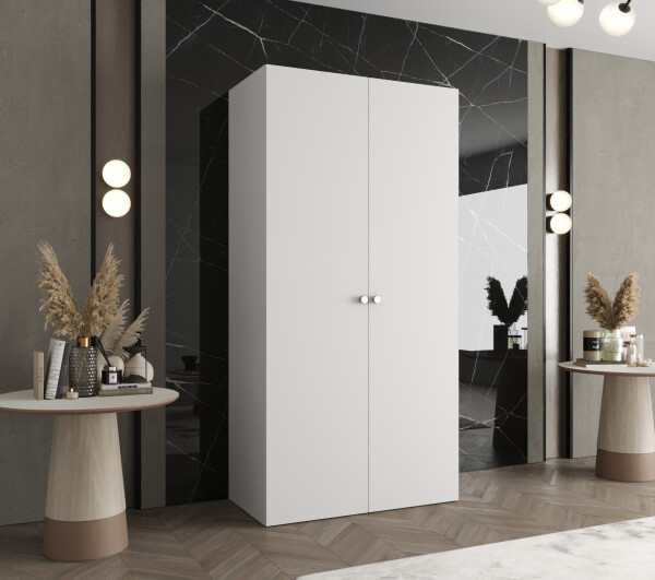 Šatní skříň Abi Parma 1 Rozměry: 100 cm, Pásky / úchyty: Kašmír, Barva korpusu + barva dveří: Bílá + Bílá