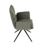 Židle jídelní, zelená látka, 360° vratný mechanismus, černý kov