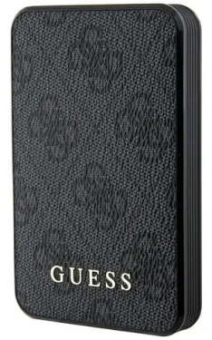 Guess PU 4G Leather Metal Logo černá / Powerbanka / 5000mAh / 15W (GUPB5LP4GEGK)
