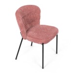 Židle jídelní, růžová látka, černé kovové nohy.