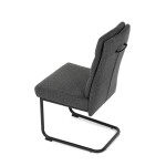 Židle jídelní, taštičkové pružiny v sedáku, madlo na opěráku, tmavě šedá látka, černý kov