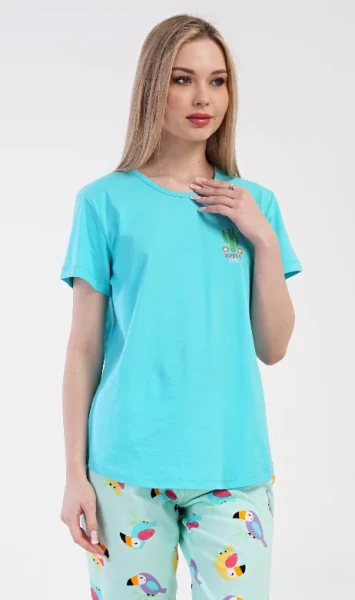 Dámské pyžamo kapri Vienetta Secret Papoušek