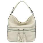 Trendy dámská koženková kabelka na rameno Birgit, krémová