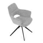 Židle jídelní, šedá látka, 360° vratný mechanismus, černý kov
