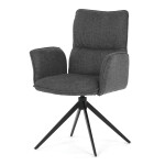 Židle jídelní, šedá látka, 360° vratný mechanismus, černý kov