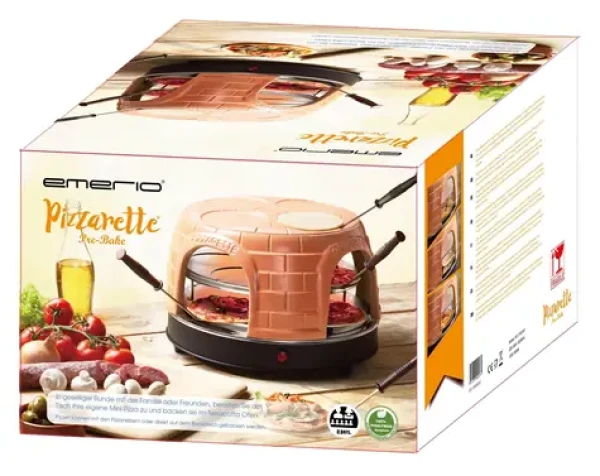 Emerio PO-116124.1 černo-terakotová / Pec na pizza / pro 8 osob / 1500 W / průzor / 2 pizzy najednou (PO-116124.1)