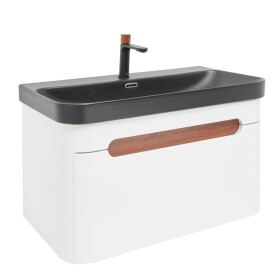 Koupelnová skříňka s umyvadlem a baterií SAT Fusion 77,5x43x45 cm bílá matná mat SATFUSION80WBKMBA SATFUSION80WBKMBA