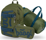BAAGL SET 3 Skate Olive: batoh, penál, sportovní taška GRS