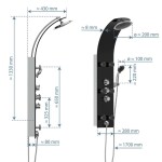 Eisl - Skleněný sprchový panel LANZAROTE, s termostatickou baterií, černý 60029 60029