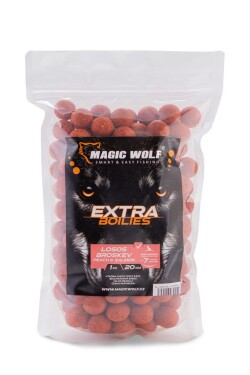 Magic Wolf Boilies Extra 1kg - Losos/ broskev 24mm,Magic Wolf Boilies Extra 1kg - Losos/ broskev 24mm