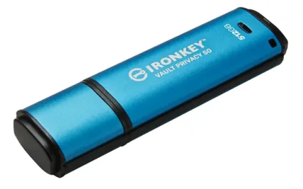 Kingston IronKey Vault Privacy 50 512GB modrá / Flash Disk / USB 3.2 Gen 1 - (USB-A) / FIPS 197 (IKVP50/512GB)