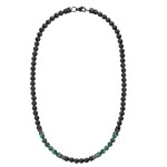 Pánský korálkový náhrdelník Luca - 6 mm přírodní onyx a tygří oko, Zelená 47 cm