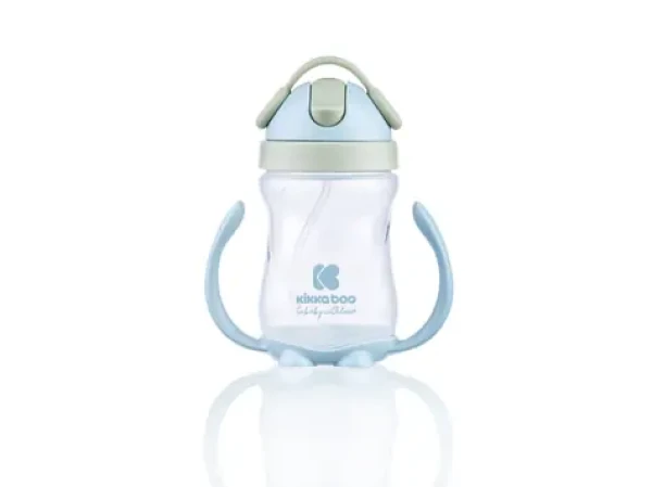 KikkaBoo hrnek se silikonovým brčkem 300ml Blue