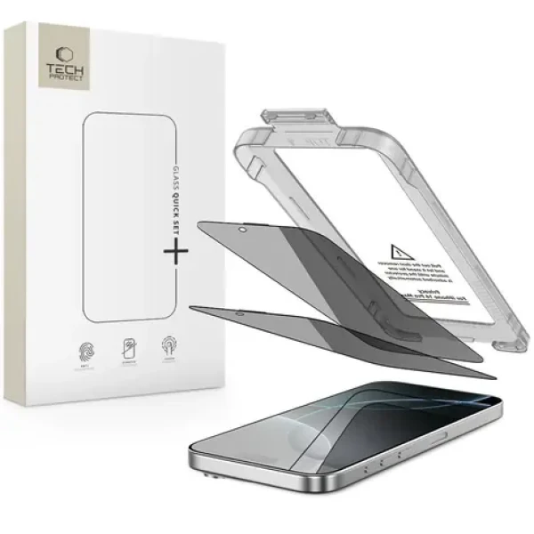 Tech-Protect Quick Set Spy+ Privacy čiré / Ochranné sklo / Apple iPhone 16 Pro / Privacy / 2ks