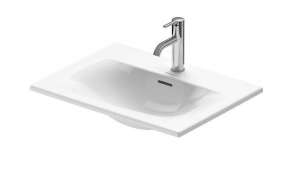 DURAVIT - Viu Umyvadlo na desku, 60x45 cm, zápustné, s přepadem, s otvorem pro baterii, WonderGliss, bílá 03856000001