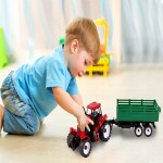 MalPlay TRAKTOR FARMÁŘSKÝ 47cm S ODNÍMATELNÝM PŘÍVĚSEM + FIGURKA FARMÁŘE