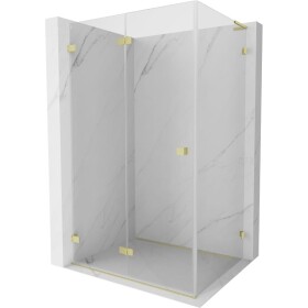 MEXEN/S - Lunar-F L sprchový kout skládací dveře levá 95 x 70, transparent, zlato kartáčovaná 836L-095-070-55-00-L
