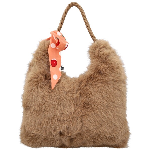 Módní dámská plyšová kabelka do ruky Raiga, camel