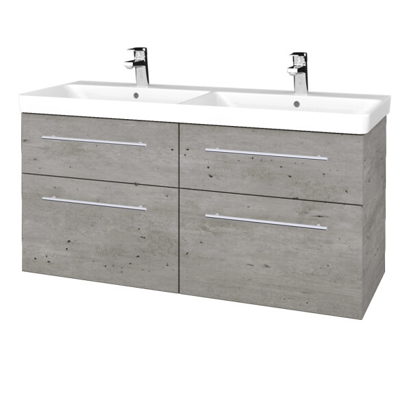 Dřevojas - Umyvadlová skříňka Q MAX SZZ4 120 - D01 Beton / Úchytka T02 / D01 Beton 332143B
