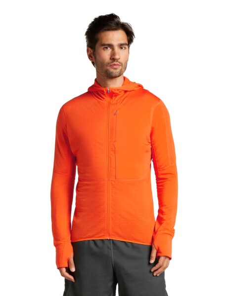 ICEBREAKER M 200 Realfleece Descender LS Zip Hoodie, Blaze velikost: M