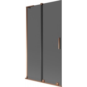 MEXEN/S - Velar L dvoukřídlá posuvná vanová zástěna 100 x 150, grafit, růžové zlato 896-100-003-41-60