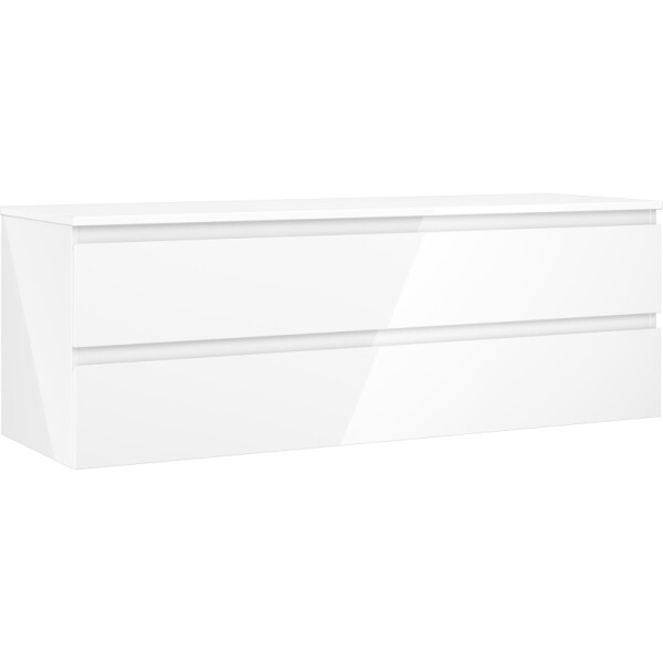 MEXEN/S - Orio koupelnová skříňka pod umyvadlo 140 cm s deskou, 2 zásuvky, bílá lesk 91A10-14047-2-BFFC00