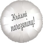 Balónek fóliový bílý satén kruh Krásné narozeniny! balonky.cz Balónek fóliový bílý satén kruh Krásné narozeniny! balonky.cz