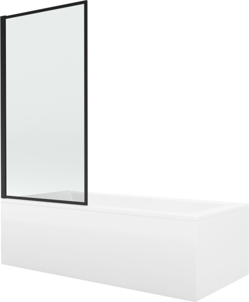 MEXEN/S - Cubik obdélníková vana 170 x 70 cm s panelem + vanová zástěna 80 cm, černá vzor fix 550317070X9308007070