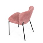 Židle jídelní, růžová látka, černé kovové nohy.