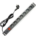 OEM 19" napájecí panel 7x230V / Napájecí panel / přepěťová ochrana / 16 A / 1,8 m / černá (9610)