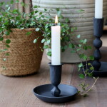 Chic Antique Kovový svícen Antique Black 9 cm, černá barva, kov