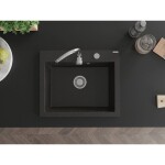 MEXEN - Elix granitový dřez 1-miska 600 x 500 mm, černá/zlatá metalik, sifon chrom 6525601005-75