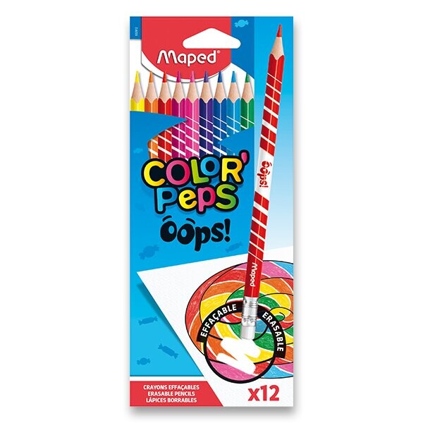 Maped - Bezdřevé pastelky Color´Peps Oops s gumou 12 ks