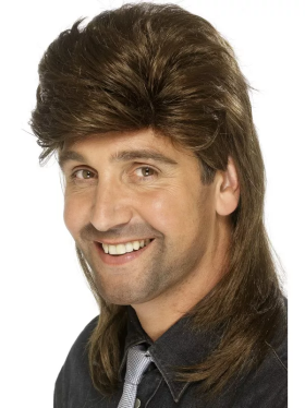 Paruka Mullet pánská Jason hnědá 80. léta