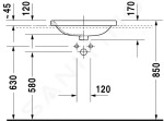 DURAVIT - DuraStyle Umyvadlo nábytkové 560x455 mm, s 1 otvorem pro baterii, s WonderGliss, bílá 03745600001