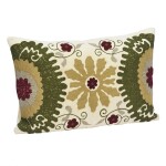 MADAM STOLTZ Vyšívaný povlak na polštář Cotton Velvet Green 40 × 60 cm, multi barva, textil
