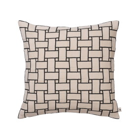 Ferm Living Povlak na polštář Lattice Off-white/Black 50 × 50 cm, krémová barva, textil