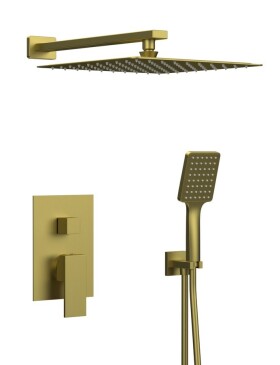 SAPHO - CUBEMIX podomítkový sprchový set s pákovou baterií, 2 výstupy, vyústění, zlato mat CM042GB-01