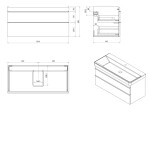 SAPHO - SITIA umyvadlová skříňka 101,4x50x44,2cm, 2xzásuvka, dub alabama SI105-2222