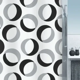 Spirella RINGS sprchový závěs motiv prstenců 180 x 200 cm šedo-černý / polyester (7610583151841)