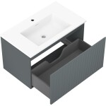 MEXEN/S - Rivel koupelnová skříňka 80 cm s umyvadlem Otis, 1 šuplík, reliéf , grafit mat/bílá mat 91A20-08047-1-BF66-W18M01