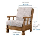 Bielastické potahy VITTORIA smetanová křeslo s dřevěnými rukojeťmi (š. 40 - 70 cm)