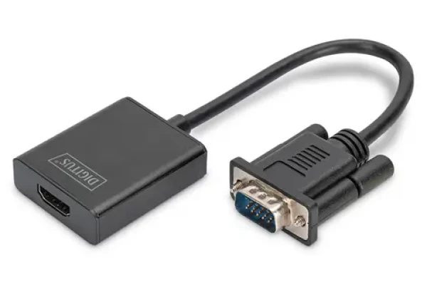 Digitus DA-70473 černá / Převodník VGA/audio na HDMI / Full HD 1080p/60Hz / 3,5mm audio / 15 cm (DA-70473)