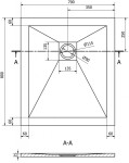 MEXEN/S - Stone+ obdélníková sprchová vanička 80 x 70, bílá, mřížka černá 44107080-B